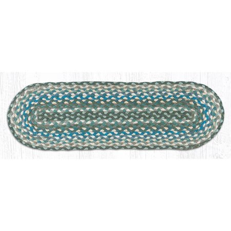 CAPITOL IMPORTING CO 27 x 8.25 in. Jute Oval Stair Tread - Sage, Ivory and Settlers Blue 19-419